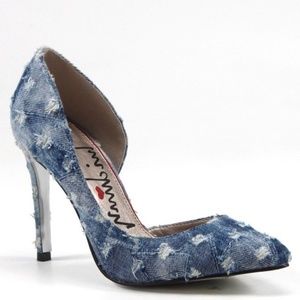 Luichiny "Disco Step" denim hi heel pump